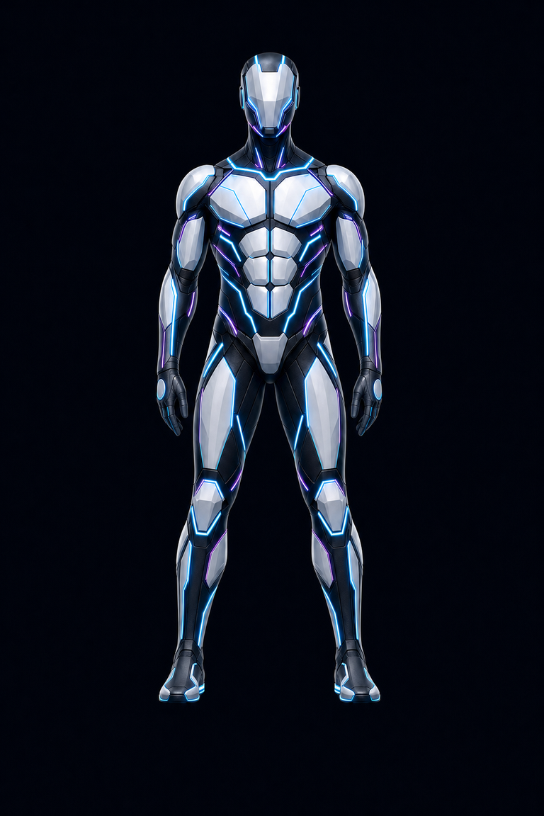 Front view futuristic full-body training figure