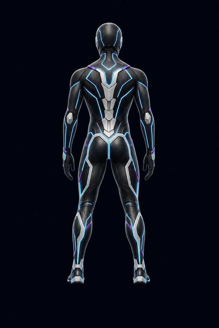 Rear view futuristic full-body training figure